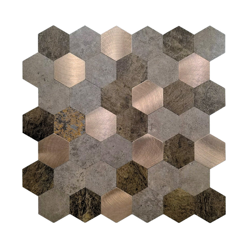 Bruin/Grijs - Hexagon - Joseph - Miller & Jacobs Wandbekleding