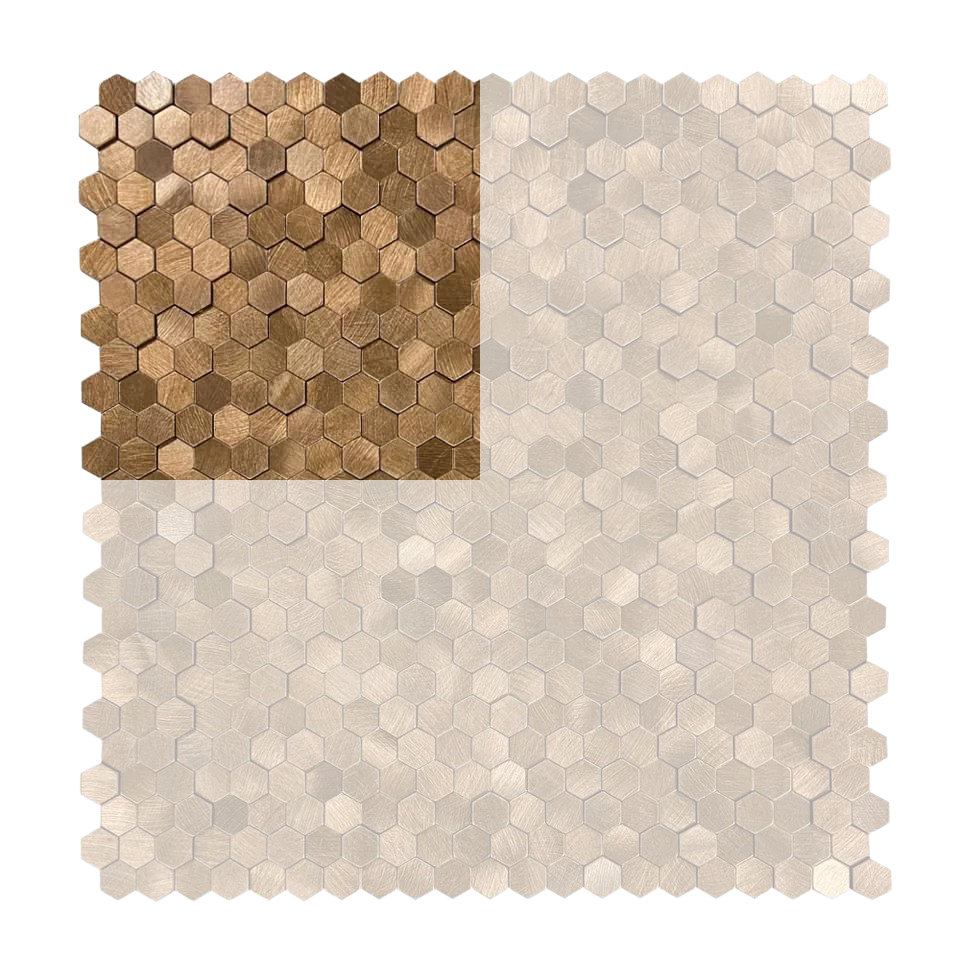 Goud Brons - Hexagon 3D - Finley - Miller & Jacobs Wandbekleding