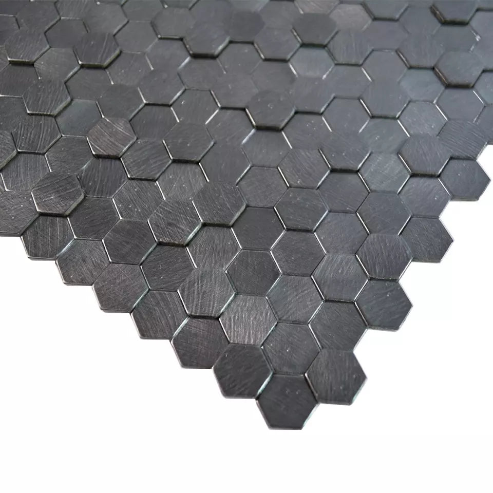 Zwart - Hexagon 3D - Elijah - Miller & Jacobs Wandbekleding