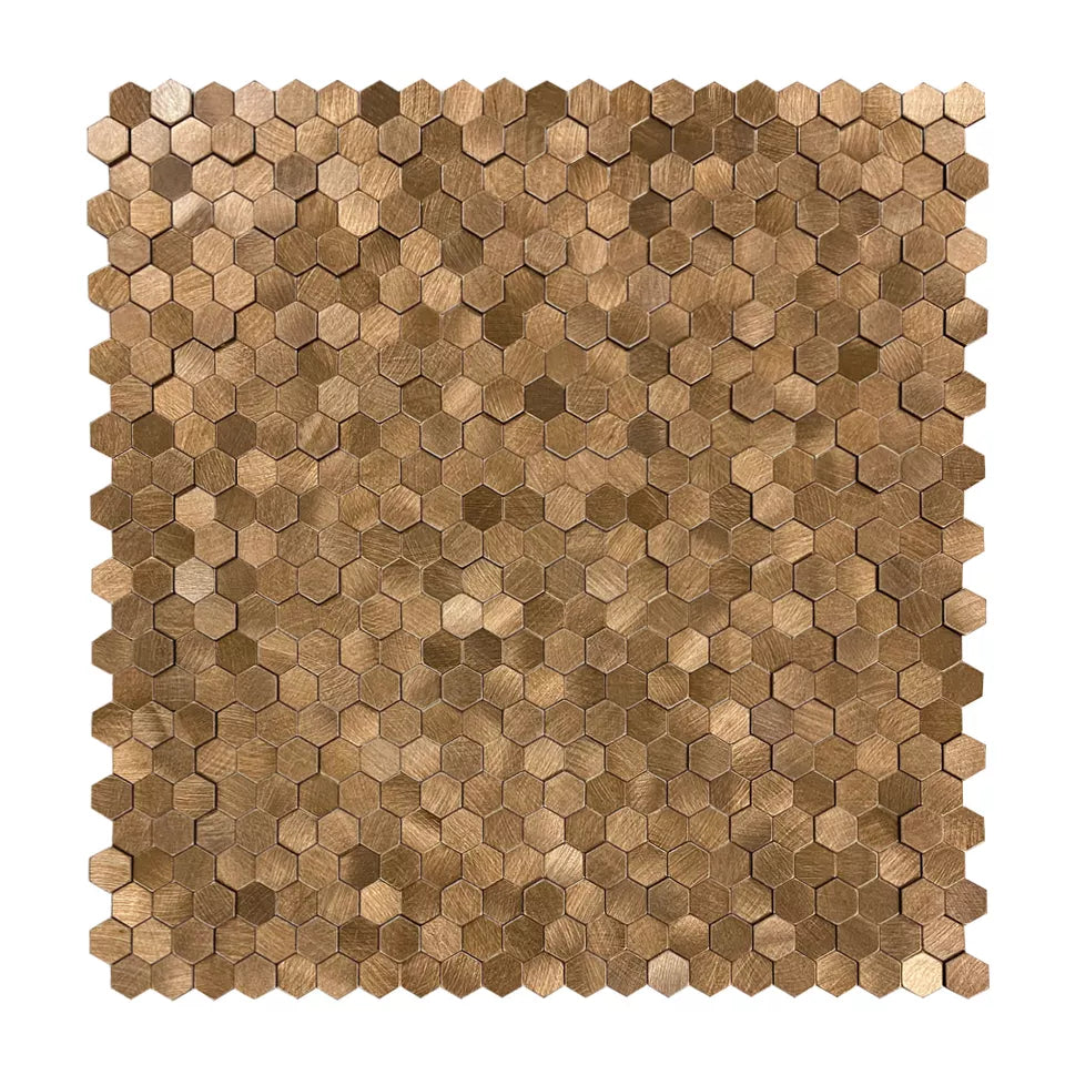 Goud Brons - Hexagon 3D - Finley - Miller & Jacobs Wandbekleding
